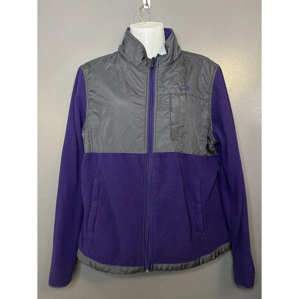 CB Sports Jacket Womens Large Purple Gray Fleece Quilted Full Zip Outdoor